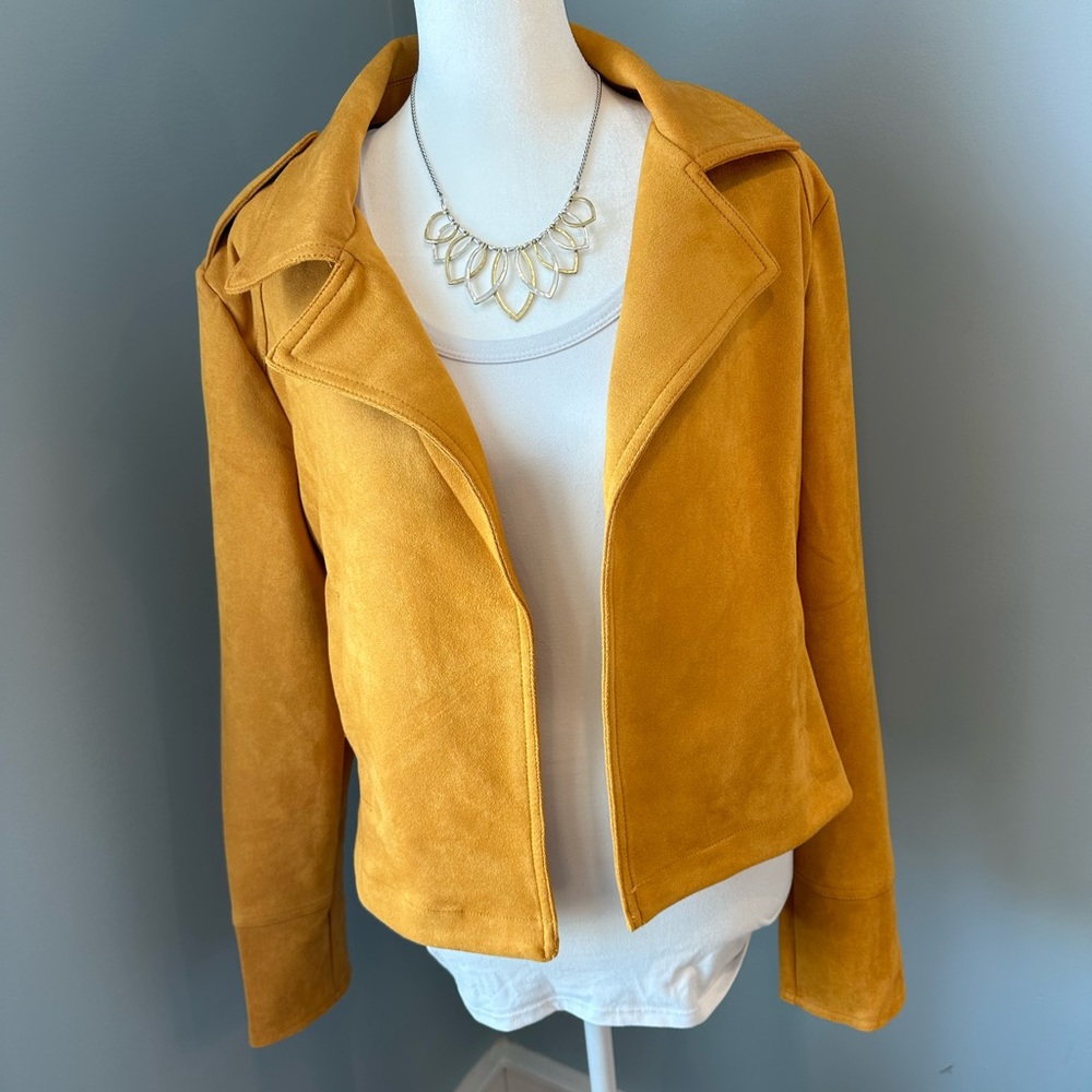 Philosophy Faux leather mustard blazer